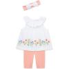 Little Me Baby Girls’ 3-Piece Tunic, Pant and Headband Set, 3-24 Months(Pink Floral)
