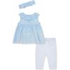 Little Me Baby Girls’ 3-Piece Tunic, Pant and Headband Set, 3-24 Months(White/Blue)