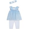 Little Me Baby Girls’ 3-Piece Tunic, Pant and Headband Set, 3-24 Months(White/Blue)