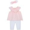 Little Me Baby Girls’ 3-Piece Tunic, Pant and Headband Set, 3-24 Months(White/Pink)