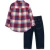 Little Me Clothes for Baby Boy’s 2-Piece Woven Pant Sets, 12 Months to 4T(Blue/Red)