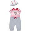 Little Me Clothes for Baby Boys’ Bodysuit, Pant and Hat Set, 3 Months – 12 Months(Grey/Red Baseball)