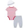 Little Me Clothes for Baby Boys’ Bodysuit, Pant and Hat Set, 3 Months – 12 Months(Grey/Red Baseball)