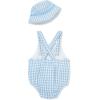 Little Me Clothes for Baby Boys’ Gauze Sunsuit and Hat Set, 3 to 12 Months(Placid Blue/Marsmallow)