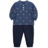 Little Me Clothes for Baby Boys’ Long Sleeve Polo Shirt and Pant Sets, 12 Months – 4T(Football Blue)