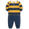 Little Me Clothes for Baby Boys’ Long Sleeve Polo Shirt and Pant Sets, 12 Months – 4T(Yellow Rugby Stripe)
