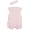 Little Me Clothes for Baby Girls’ 100% Cotton Romper and Headband Set, 3-12 Months(Barely Pink/Multi)