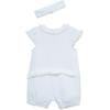 Little Me Clothes for Baby Girls’ 100% Cotton Romper and Headband Set, 3-12 Months(Nantucket Breeze/White)