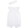 Little Me Clothes for Baby Girls’ 100% Cotton Romper and Headband Set, 3-12 Months(White/Multi)