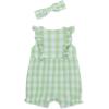 Little Me Clothes for Baby Girls’ Gauze Romper and Headband Set, 3-12 Months(Green)