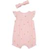 Little Me Clothes for Baby Girls’ Gauze Romper and Headband Set, 3-12 Months(Pink Floral)