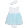 Little Me Clothes for Baby Girls’ Popover Bodysuit Dress and Headband Set, 3-12 Months(Blue Daisies)