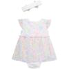 Little Me Clothes for Baby Girls’ Popover Bodysuit Dress and Headband Set, 3-12 Months(Bright White/Multi)