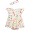 Little Me Clothes for Baby Girls’ Popover Bodysuit Dress and Headband Set, 3-12 Months(Happy Floral)