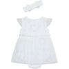 Little Me Clothes for Baby Girls’ Popover Bodysuit Dress and Headband Set, 3-12 Months(White)