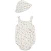 Little Me Clothes for Baby Girls’ Terry Bubble Romper and Hat Set, 3 to 12 Months(Marsmallow/Multi)