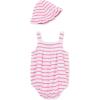 Little Me Clothes for Baby Girls’ Terry Bubble Romper and Hat Set, 3 to 12 Months(Sachet Pink/Bright White)
