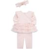 Little Me Clothes for Baby Girls’ Tutu Shirt and Legging Set, 3 Months to 24 Months(Barely Pink/Gold Dot Shine)