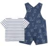 Little Me baby-boys 2-piece Tee Shirt and Shortall Set(Dark Denim Heather)