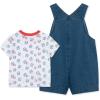 Little Me baby-boys 2-piece Tee Shirt and Shortall Set(Denim Blue)