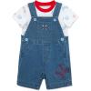 Little Me baby-boys 2-piece Tee Shirt and Shortall Set(Medium Knit Denim)