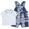 Little Me Baby Boy Shortall Set – 2-Piece, Tee Shirt and Overall Shorts, Cute and Comfy Outfits(Medieval Blue/White)