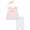 Little Me Baby Girls’ 3-Piece Tunic, Pant and Headband Set, 3-24 Months(Almond Blossom/White)