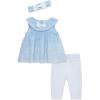 Little Me Baby Girls’ 3-Piece Tunic, Pant and Headband Set, 3-24 Months(White/Blue)