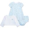 Little Me Baby Girls’ Cardigan, Dress and Panty Sets, 3-12 Months(Nantucket Breeze/White)