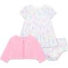 Little Me Baby Girls’ Cardigan, Dress and Panty Sets, 3-12 Months(Prism Pink/Multi)