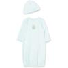 Little Me Clothes for Baby Boys’ 2-Piece Nightgown and Cap Set 100% Cotton with Elastic Bottom, Baby Essentials, 0-3 Months(Light Blue)