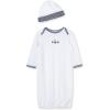 Little Me Clothes for Baby Boys’ 2-Piece Nightgown and Cap Set 100% Cotton with Elastic Bottom, Baby Essentials, 0-3 Months(White)