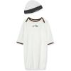 Little Me Clothes for Baby Boys’ 2-Piece Nightgown and Cap Set 100% Cotton with Elastic Bottom, Baby Essentials, 0-3 Months(White Print Puppies)