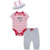 Little Me Clothes for Baby Boys’ Bodysuit, Pant and Hat Set, 3 Months – 12 Months(Grey/Red Baseball)