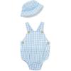 Little Me Clothes for Baby Boys’ Gauze Sunsuit and Hat Set, 3 to 12 Months(Placid Blue/Marsmallow)