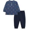 Little Me Clothes for Baby Boys’ Long Sleeve Polo Shirt and Pant Sets, 12 Months – 4T(Football Blue)