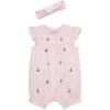Little Me Clothes for Baby Girls’ 100% Cotton Romper and Headband Set, 3-12 Months(Barely Pink/Multi)