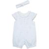 Little Me Clothes for Baby Girls’ 100% Cotton Romper and Headband Set, 3-12 Months(Nantucket Breeze/White)