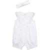 Little Me Clothes for Baby Girls’ 100% Cotton Romper and Headband Set, 3-12 Months(White/Multi)