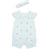 Little Me Clothes for Baby Girls’ 100% Cotton Romper and Headband Set, 3-12 Months(Yucca/White)