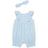 Little Me Clothes for Baby Girls’ Gauze Romper and Headband Set, 3-12 Months(Blue Daisy)