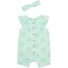 Little Me Clothes for Baby Girls’ Gauze Romper and Headband Set, 3-12 Months(Green Eyelet)