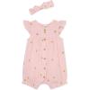 Little Me Clothes for Baby Girls’ Gauze Romper and Headband Set, 3-12 Months(Pink Floral)