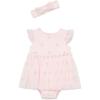 Little Me Clothes for Baby Girls’ Popover Bodysuit Dress and Headband Set, 3-12 Months(Barely Pink)
