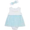 Little Me Clothes for Baby Girls’ Popover Bodysuit Dress and Headband Set, 3-12 Months(Blue Daisies)