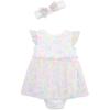 Little Me Clothes for Baby Girls’ Popover Bodysuit Dress and Headband Set, 3-12 Months(Bright White/Multi)