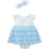 Little Me Clothes for Baby Girls’ Popover Bodysuit Dress and Headband Set, 3-12 Months(Ice Water/Bright White)