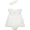 Little Me Clothes for Baby Girls’ Popover Bodysuit Dress and Headband Set, 3-12 Months(Marshmallow)
