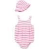 Little Me Clothes for Baby Girls’ Terry Bubble Romper and Hat Set, 3 to 12 Months(Sachet Pink/Bright White)
