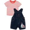 Little Me baby-boys 2-piece Tee Shirt and Shortall Set(Dark Denim Blue)